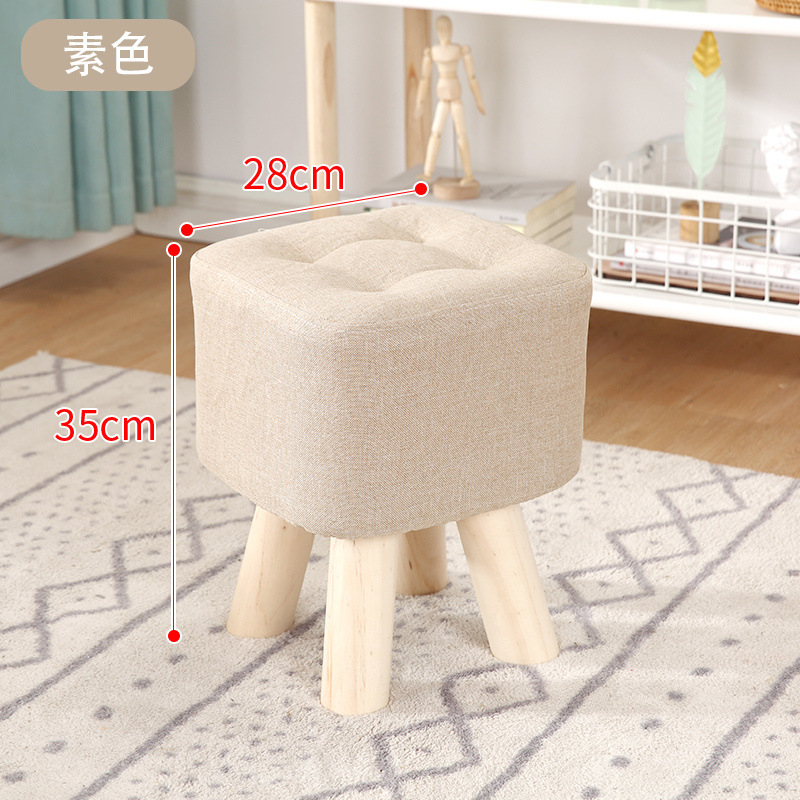 Taburetes de tela creativos pequeños taburetes caseros adultos sofá taburetes sala de estar dormitorio red roja taburetes de madera sólida silla pequeña