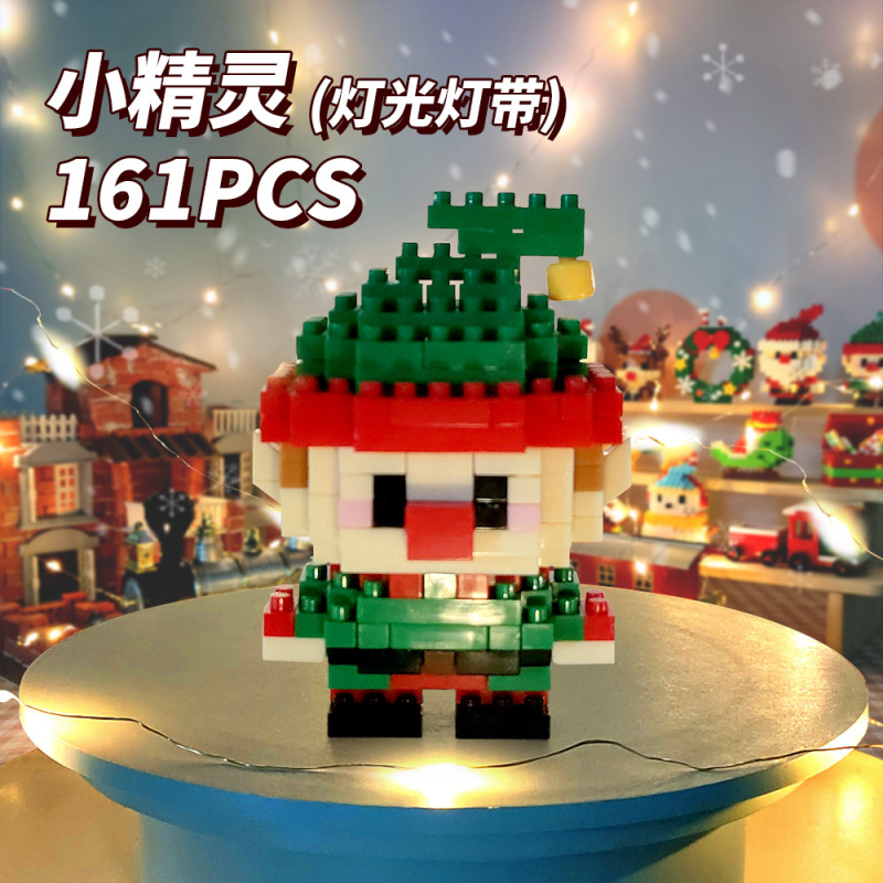 国境を越えた人気は積み木の小さな粒子と一緒に雪だるまを作ったクリスマスヘラジカのクリスマスプレゼント子供のおもちゃ卸売り|undefined