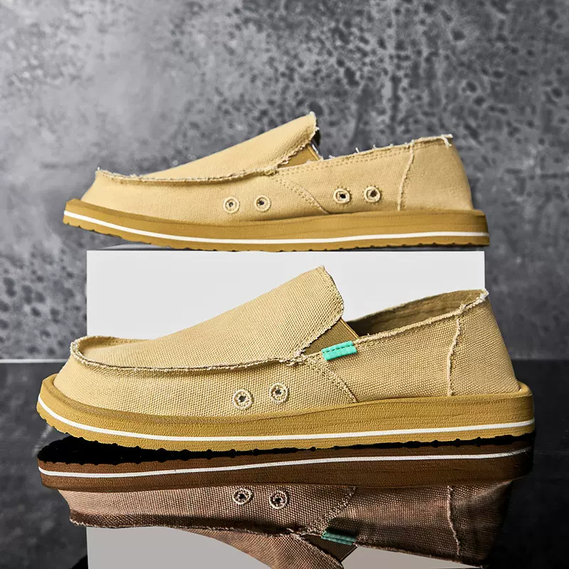 夏季新款透气休闲布鞋帅气男士帆布鞋爆款一脚蹬懒人套脚渔夫鞋大