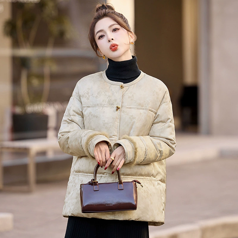  retro winter velvet down jacket for leisure, increased thickness, city style, duck down