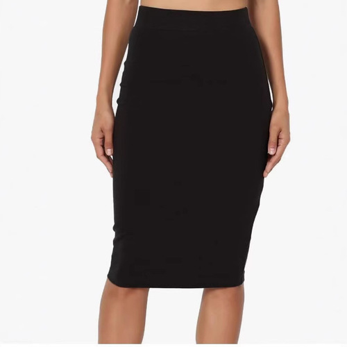 2025 New Women's Stretchy Elastic Waist High-Waisted Knee-Length Pencil Skirt