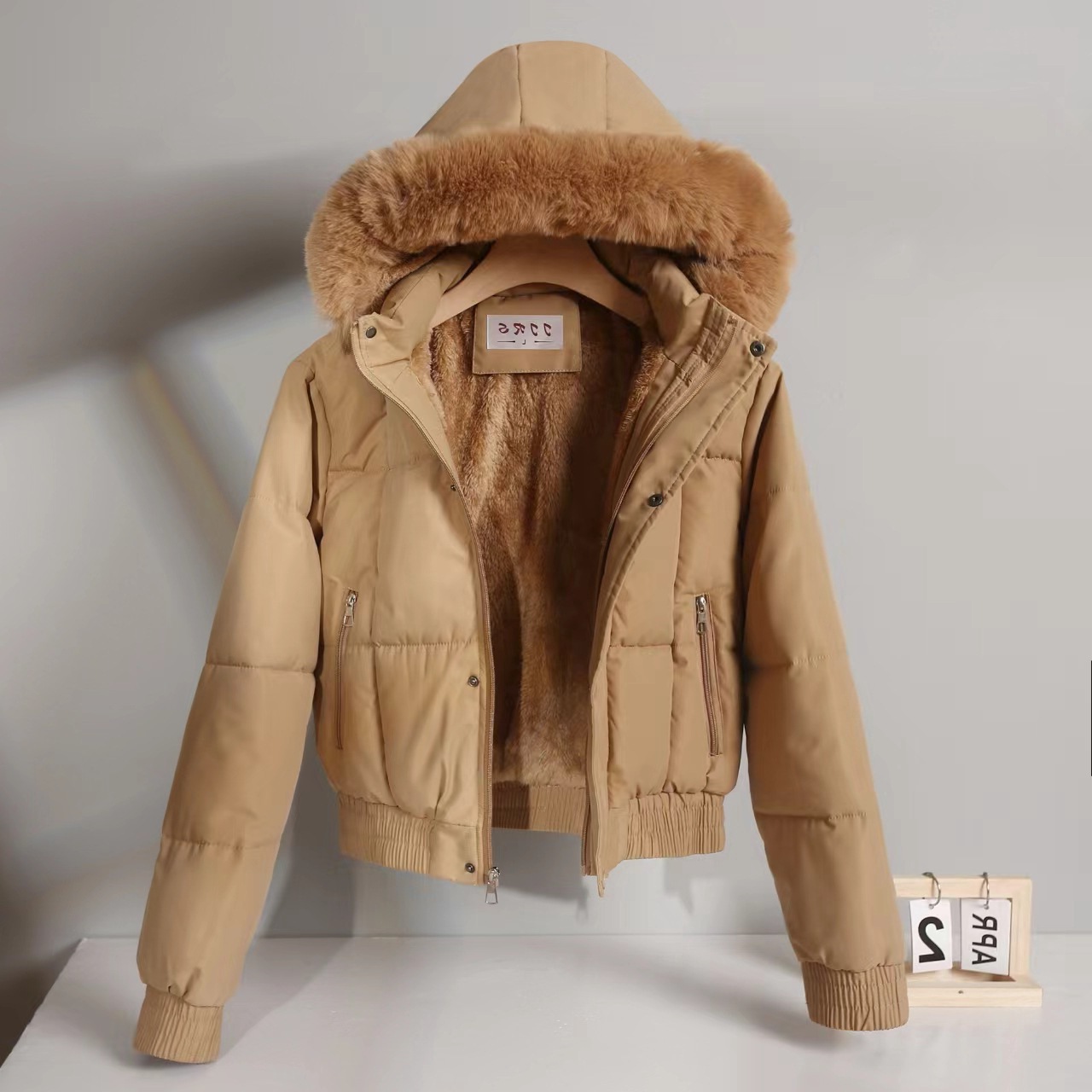 棉服女短款派克服港风冬季韩版加绒加厚学生棉袄大毛领面包服外套