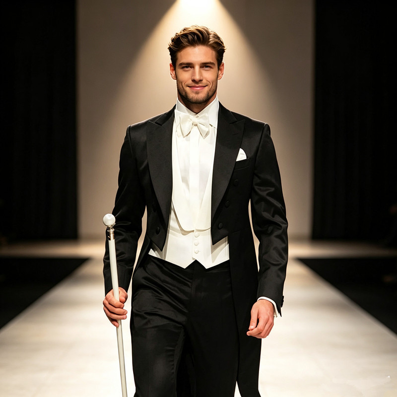Cross-Border European and American Style Men's Tuxedo Suit for Banquets, Slim-Fit Suit Set, Gentleman's Formal Wear Three-Piece Set for Export