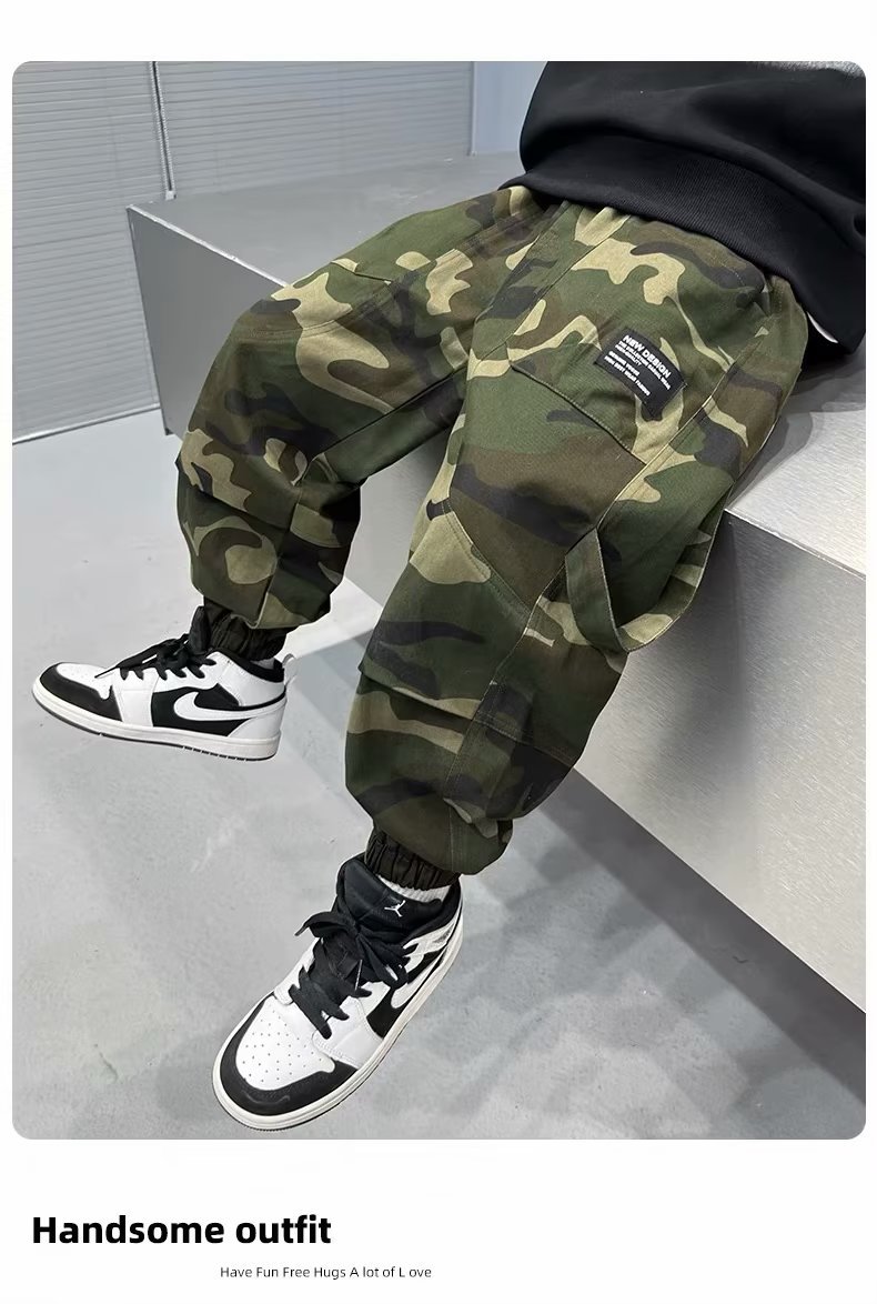 Sports Camouflage Polyester Boys Pants display picture 2