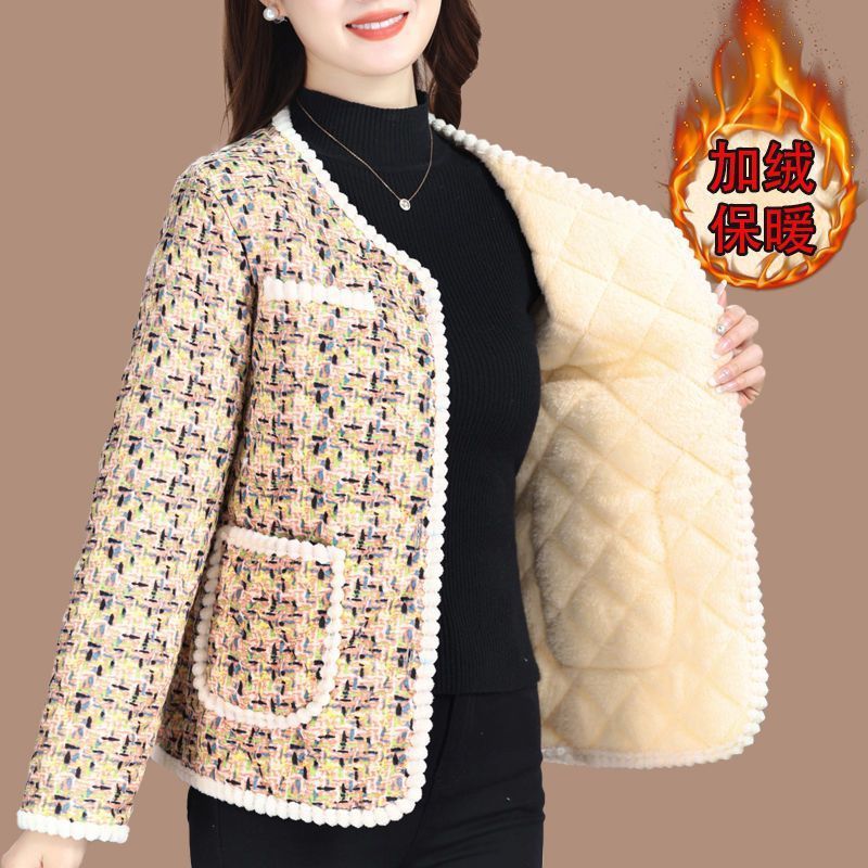 小香風媽媽秋冬棉襖中老年加厚外套棉衣加絨時尚保暖洋氣棉服新款