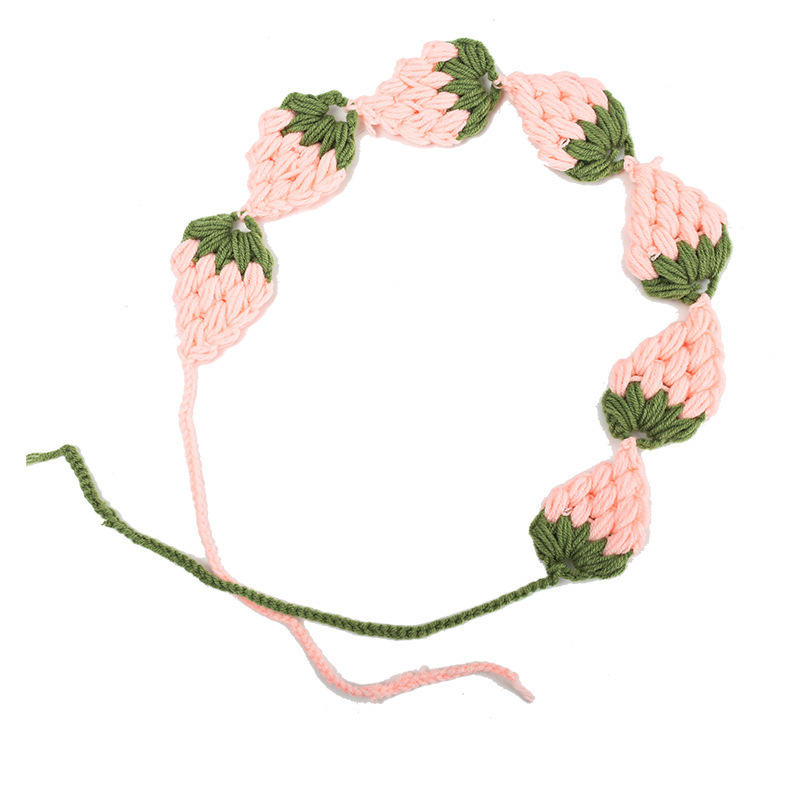 Francia cereza toallas triangulares mujeres primavera y otoño viajes padres-hijos gancho de punto flores hueco pañuelo de arte correa de pelo gorro