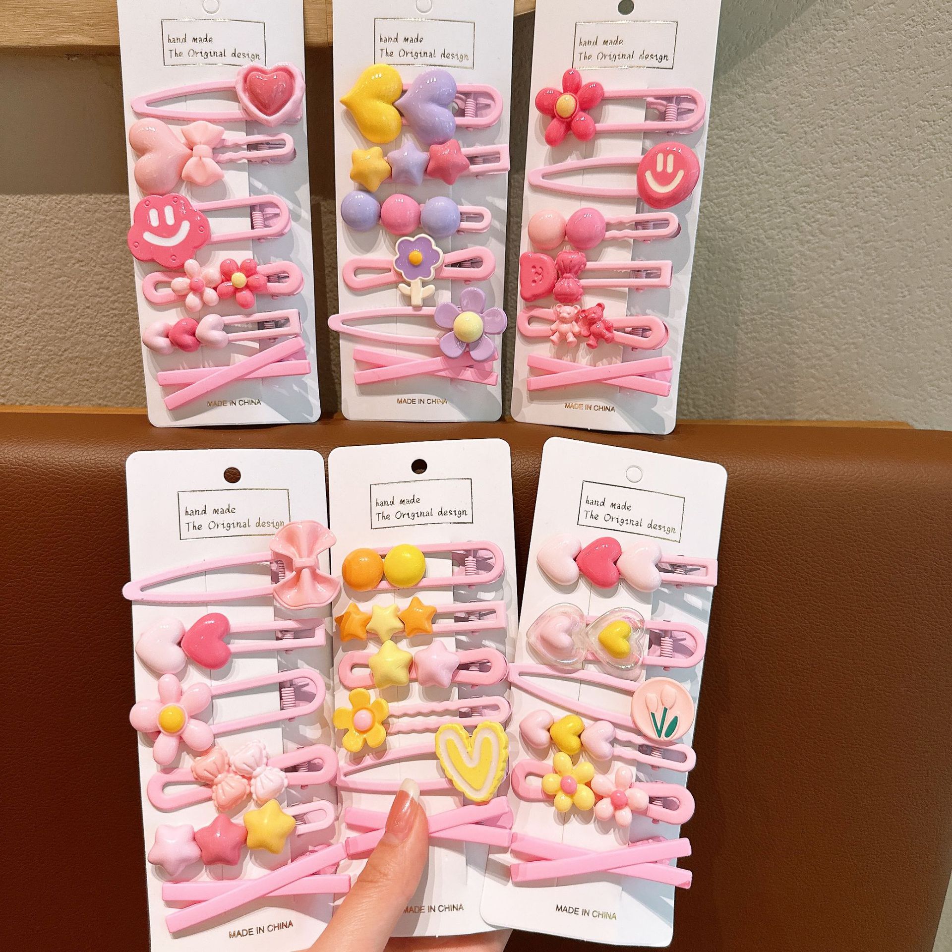 Clip de pelo rosa coreano para niños 2024 nuevo clip de pelo de dibujos animados para niños clip de pestaña para niñas joyas para niñas