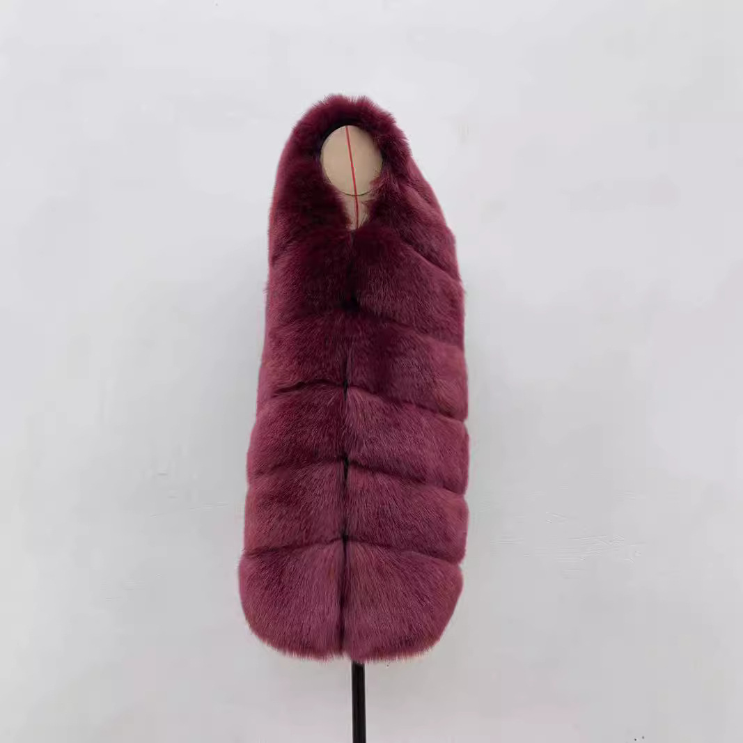 Damenbekleidung Pelz warme Freizeit Pelz Spleißen Damen Fuchspelz Weste_voghion.com