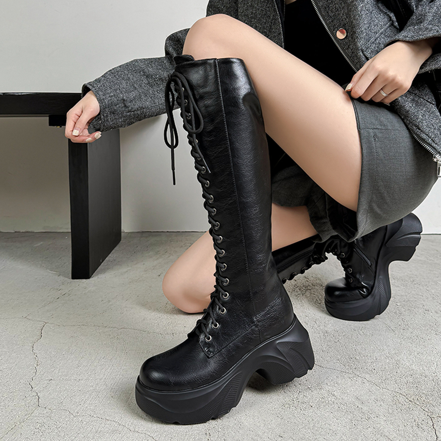 33--46大码女靴休闲厚底侧拉链高筒靴2025秋冬新款长靴外贸跨境靴
