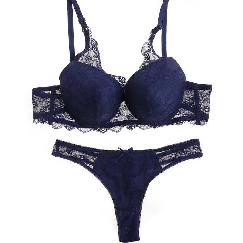 Lace Bra Set Lingerie Underwear Cross-Border Black Style That Enhances Bust Appearance, Prevents Sagging, Gathers and Lifts, Thin Strapless Design