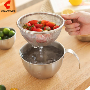 304 stainless steel salad cooking basin mini draining basket kitchen mesh basket egg bowl rice washing draining basin leaking Bowl