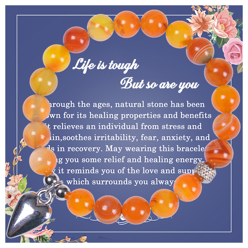 Fashion Heart Shape natural stone Agate Beaded Bracelets 1 Piece