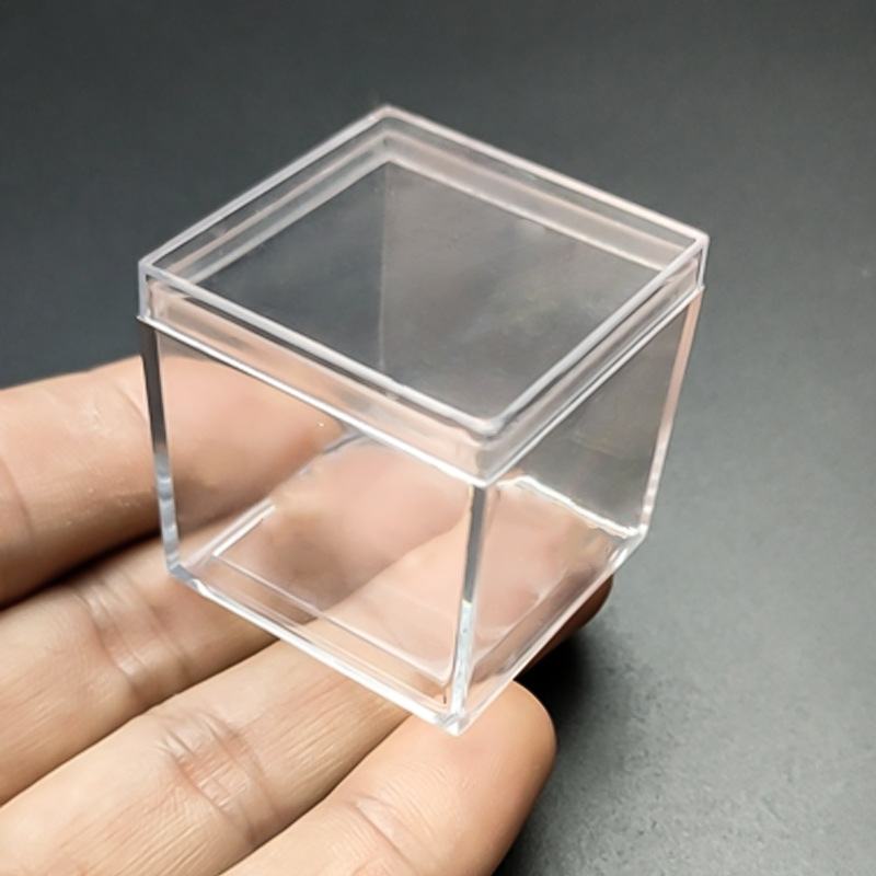 Caja de plástico cuadrado de alta transparente Douyu caja de alimentación mini caramelo Delgado cristal barro caja de embalaje al por mayor