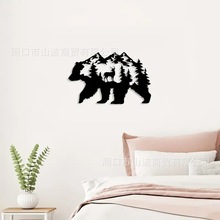 跨境金属熊墙饰黑色乡村森林墙饰，熊图片墙饰狩猎野生动物装饰