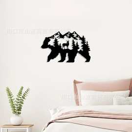 跨境金属熊墙饰黑色乡村森林墙饰，熊图片墙饰狩猎野生动物装饰