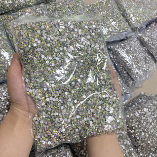 in stock 14400 white AB flat bottom rhinestone transparent nail art round glass nail drill nail art jewelry