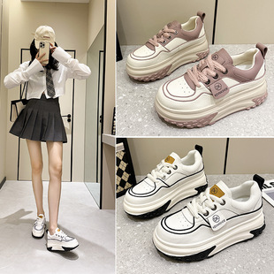 New 2024 Trendy Simple Height-Increasing Casual Breathable Student Shoes Women's Fashion Versatile Sports Breathable White Shoes