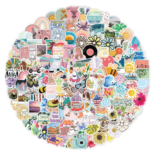 200 pieces of new style small fresh personalized graffiti stickers notebook skateboard suitcase waterproof stickers can be wholesaled