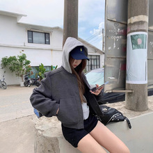 秋季外套女高级感2025毛呢拉链棒球服气质短款夹克宽松休闲上衣潮