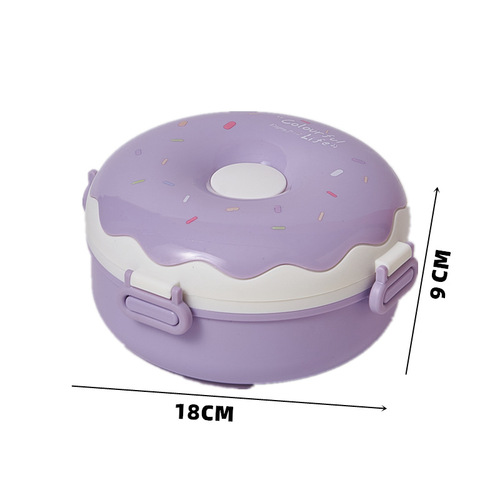 Donut new product children's portable lunch box creative compartmented lunch box with lid including spoon and fork cute girl's lunch box