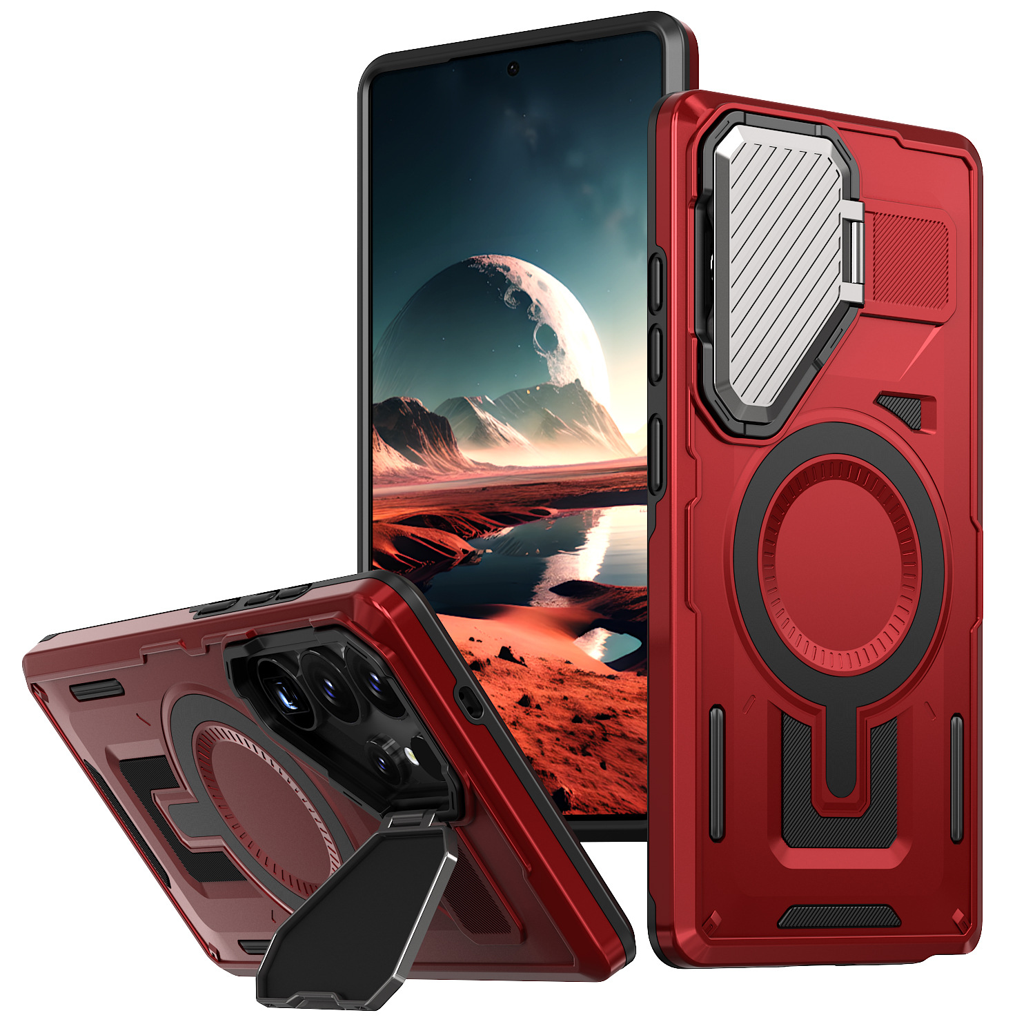 Adecuado para Samsung S25Edge extraordinaria funda para teléfono móvil Aegis S24FE soporte de lente de carga magnética funda protectora anti-caída