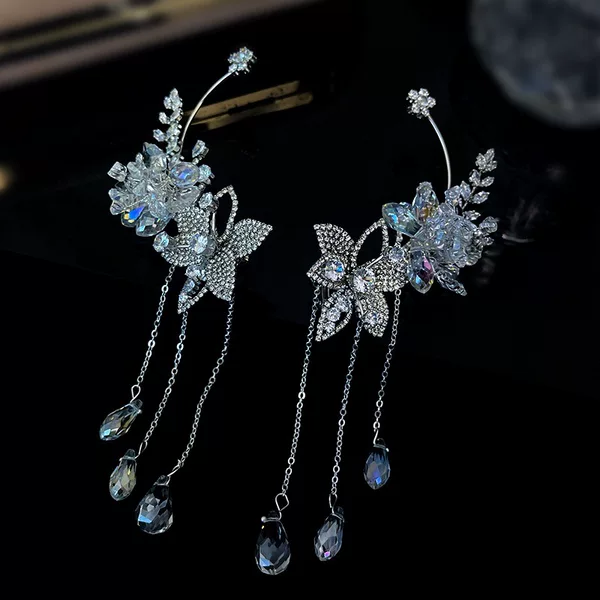 New Bridal Headwear, Korean-Style Fairy-Like Crystal Zircon Wedding Accessories, Forest-Style Beautiful Ear Hanging Accessories, Light Luxury Accessories