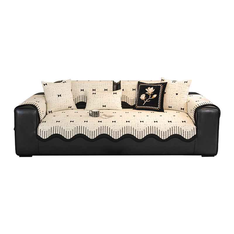 Otoño e invierno engrosado cojín de sofá de peluche 2025 nuevo invierno caliente sofá de piel recta fijo cojín antideslizante tela