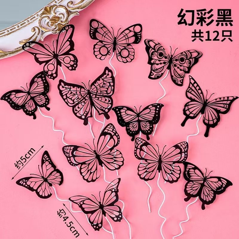 2025 Día de la Madre Gota de agua Diamante Corona Pastel Decoración Adornos Vista trasera Madre Acrílico Plug-in Mariposa Vestir