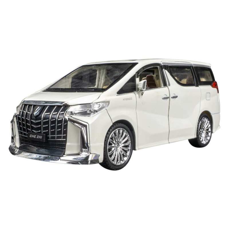 Modelo de coche de aleación de coche 1:24 Toyota ELFA coche de negocios tire hacia atrás con sonido y luz modelo de música de coche de juguete