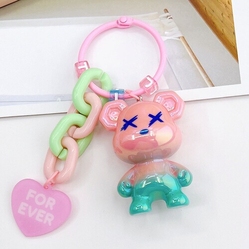 Yi Lian's new candy-colored acrylic bear keychain pendant pearlescent electroplated bear bag pendant student gift
