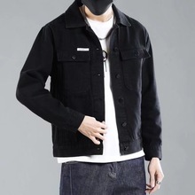 春季新款牛仔外套男翻领韩版潮流工装男款外套春秋款休闲百搭夹克