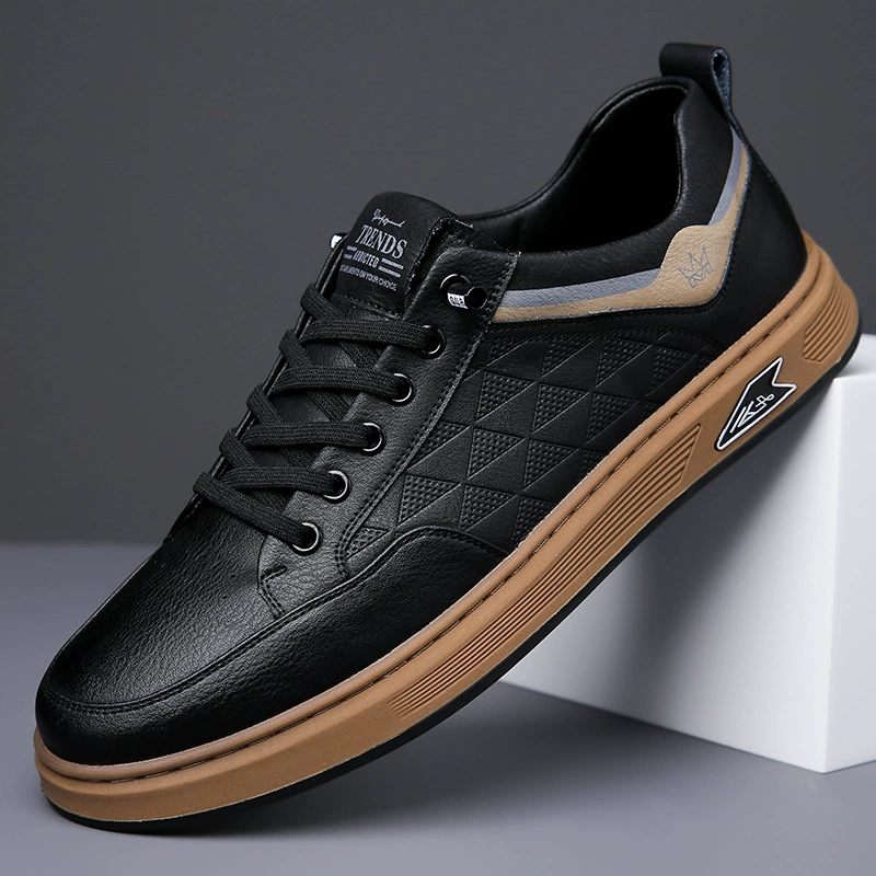 Осенние новинки 2025: Мужские кожаные туфли с мягкой подошвой, универсальные повседневные кроссовки из мягкой кожи для оптовой продажи