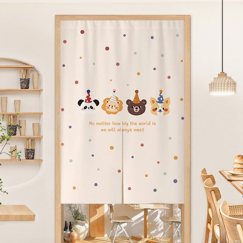 Cartoon Door Curtain Partition Curtain Bedroom Room Home Cloth Curtain Punch-Free Kitchen Half Curtain Bathroom Curtain