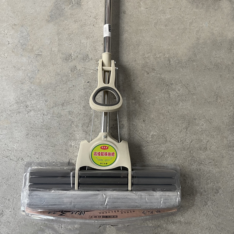 38cm household stainless steel rod absorbent mop three rows straight rod plastic cotton mop PVA roller plastic cotton mop batch
