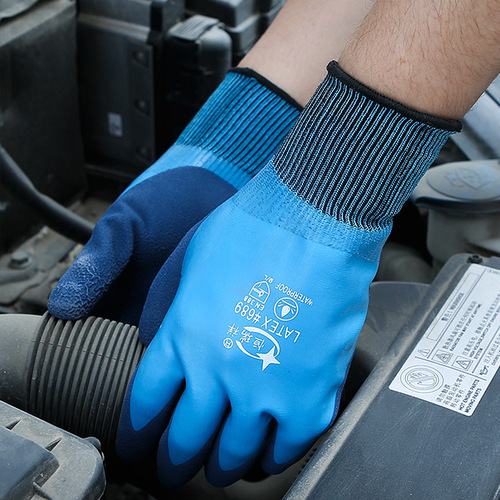 Gloves for sea work, labor protection, anti-pinch, rubber, non-slip, waterproof, construction site wear-resistant, durable, fully rubberized, thickened work protection