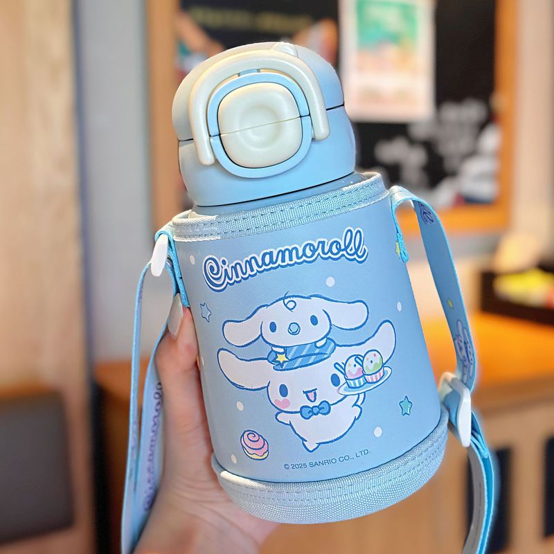 サンリオファミリーシリーズ スターウィッシュカップ ダブルドリンク 学生魔法瓶カップ 調節可能なカップロープ 独立したカップカバー ウォーターカップ|undefined