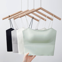 7A抗菌吊带小背心美背冰丝内搭带胸垫一体固定杯免穿文胸抹胸内衣