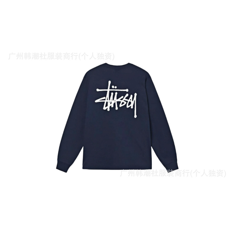25S跨境斯图西长袖印花t恤美式潮牌STUSSY圆筒布休闲宽松男女同款|undefined