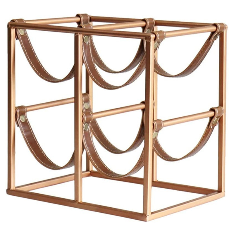Hogar cocina drinkware hierro creativo estante del vino tira de cuero estante del vino del hogar estante de exhibición con la tira fabricante