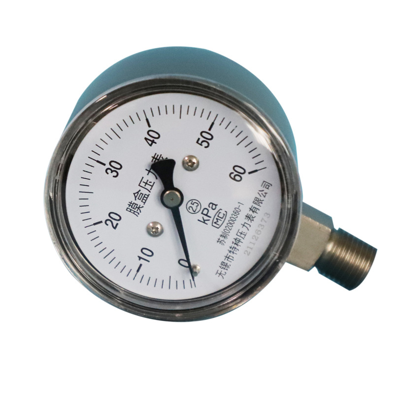 雪浪特种仪表 YE75膜盒压力表 过压防止型微压KPa燃气千帕真空负