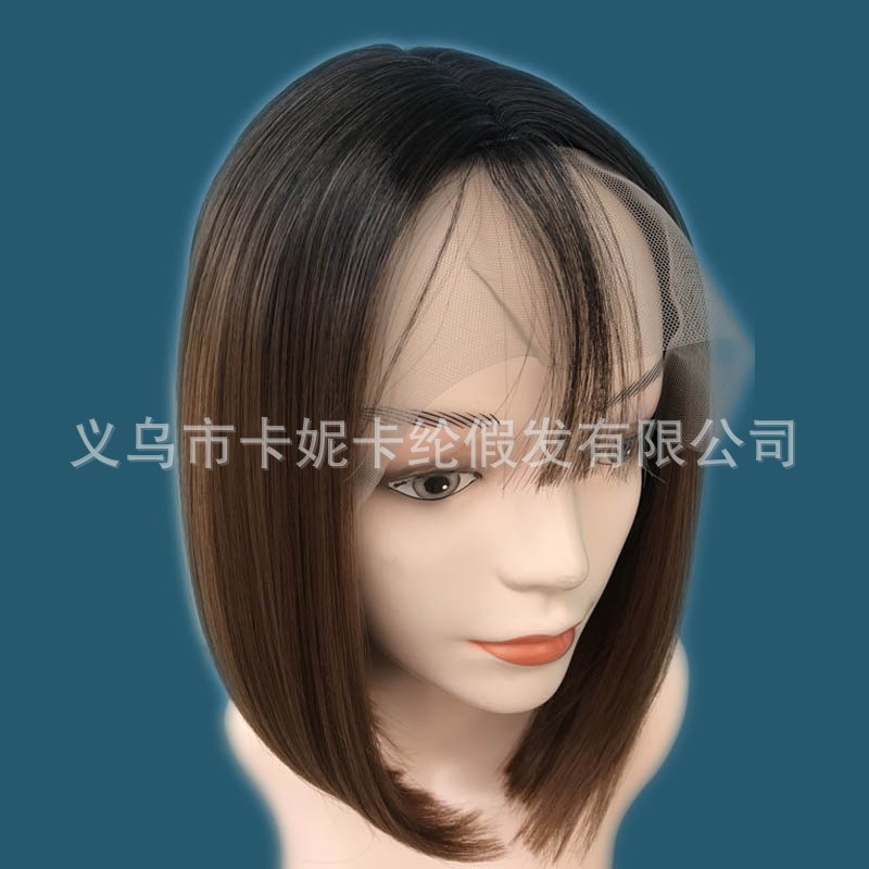 NEWLOOK 假发欧美 爆款 波波头发套前蕾丝头套中分BOBO化纤发wigs详情13