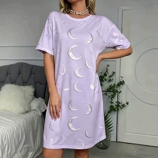 夏季新款跨境欧美连衣裙中长款潮流女夏季新款印花宽松休闲连衣裙