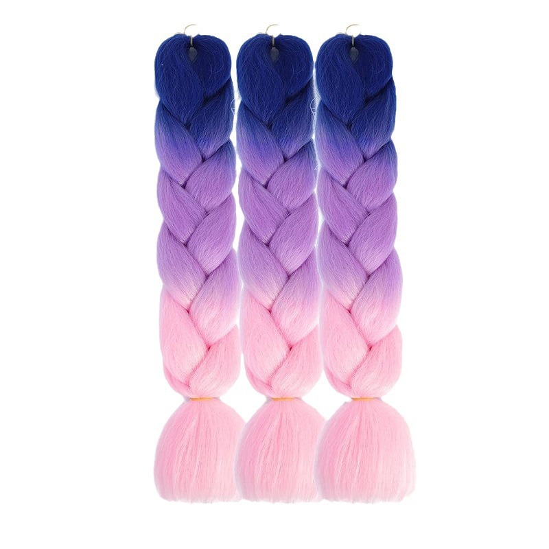 Gran trenza color peluca africana jumbo braid hair gradiente de fibra química trenza de seda de alta temperatura sucia