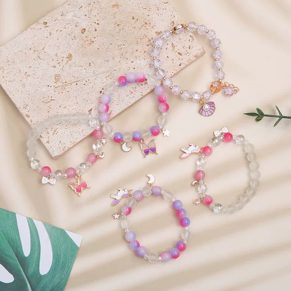 Cross-border Fairy Beaded Bracelet Cartoon Puppy Animal Pendant Bracelet Princess Pearl Sister Student Crystal Bracelet