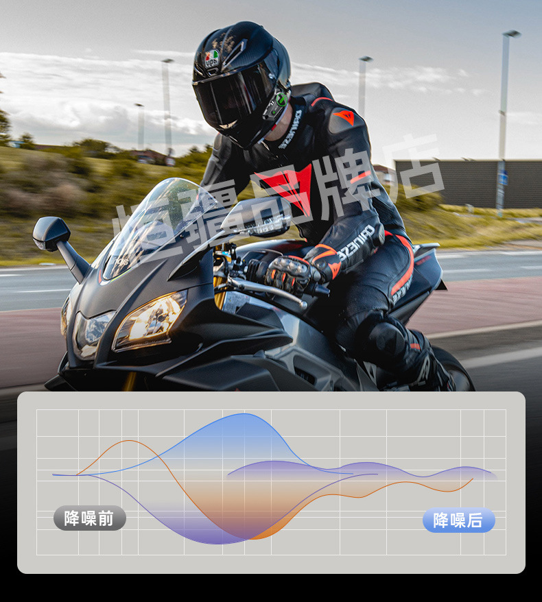 Suitable for Hengjiang-C50 Heavy Bass Motorcycle Helmet Bluetooth Headset Waterproof Noise Reduction Long Battery Life Mesh