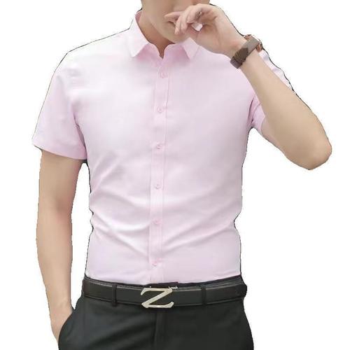 Summer Pure White Short Sleeve Shirt for Men, Slim Fit Business Casual Top, Summer Iron-Free Collar Shirt Jacket