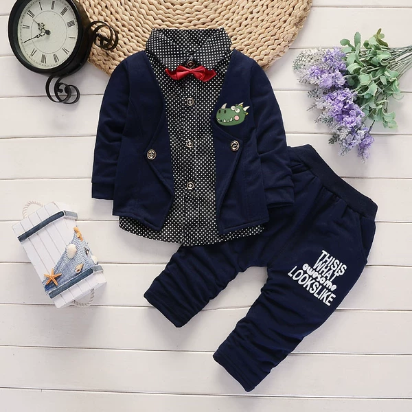 Dinosaur, vest, blue set, 3 piece set