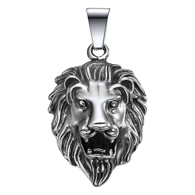 Europa y América de acero inoxidable hip hop joyería personalidad retro cabeza de león de los hombres de fundición de acero de titanio collar cráneo garra fantasma colgante