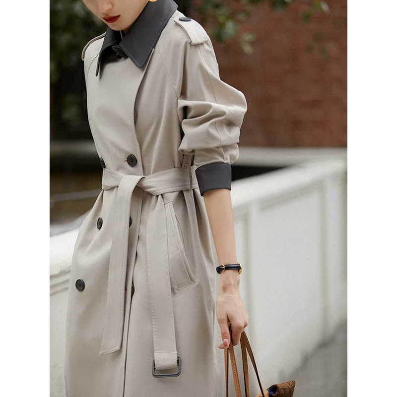 Spot Mid-Length Windbreaker Spring & Fall New Elegant and Intellectual Women's British Casual Windbreaker Jacket