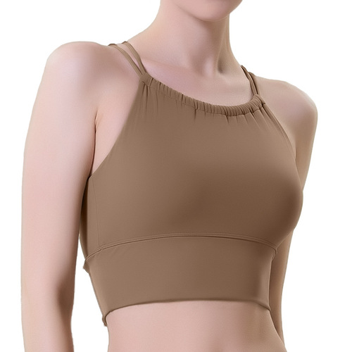 New Product High-End Leica Sexy Cross Back Sports Bra for Women One-Piece Nubra Lulu Yoga Backless Bra